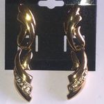 Piscitelli Brand Signed Gold Tone Twisted Dangling Rhinestone Vintage Earrings Photo 2