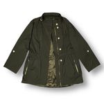 Antonio Melani Olive Green Erin Trench Coat Hooded Gold Zip Utility Outside XL Photo 11