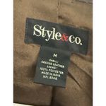 Style & Co . Womens Genuine Leather Jacket M Brown Snap Front Short Photo 1