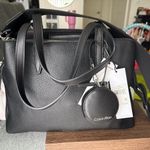 Calvin Klein Black Leather Shoulder Bag with Silver Hardware Photo 0