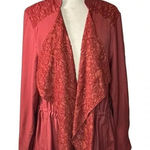 LOGO By Lori Goldstein  OPEN FRONT JACKET LACE‎ TRIP DRAWSTRING WAIST SIZE 12 Photo 0