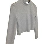 Elodie New Sparkle Crop Long Sleeve Cut Out Mock Neck Open Back Knit Ice Blue L Photo 1