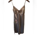 Gold Hawk 100% SILK Dainty Lace Trimmed Mini Slip Dress M Embroidered Flowers Tan Size M Photo 7