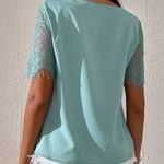 SheIn Women’s Scallop Trim Contrast Eyelash Lace Blouse 🆕 Large 8/10 Photo 1