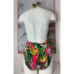 Boohoo  Green Red Tropical Floral Plunge Halter Neck One Piece Swimsuit Size 12 Photo 7