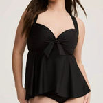 Torrid  Black Wireless Babydoll Tie-Front Tankini Size‎ Padded Bra Crossover 12 L Photo 0
