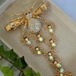 Boutique Unique Statement Gold Bracelet / Anklet with Attached Ring AB Spider Des… Photo 0