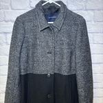 Lands' End  Size 14 Tall Wool Blend Vintage Heavy Button Coat Jacket Color Block Photo 1