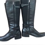 Anne Klein Faux Leather Tall Knee Boots 8.5 Side Zip Stretch Calf 1.5” Heel Photo 3