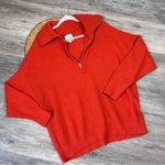 Aerie cozy up waffle knit quarter zip pullover red/orange Photo 1