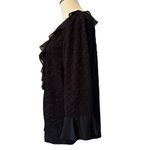 R & M Richards  Black Ruffled Jacket Silver Sparkles Large L Photo 2