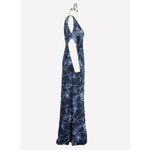 Club Monaco Dress Womens Maxi Cold Shoulder V Neck Blue Floral Size 2 Photo 2