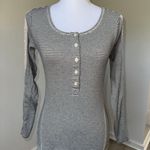 Sonoma Gray White Striped Henley Lace Sleeve Long Sleeve Top S Elena Gilbert Y2K Photo 0