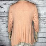 LOGO By Lori Goldstein LOGO Lori Goldstein NWOT Sz XL Pink - Lace Asymmetrical Slub Knit Top w/ Pockets Photo 3