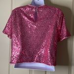 Lush Clothing NWOT Woman's Lush Sequin Short Sleeve Crop Top In Fuchsia Photo 1
