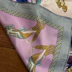 Horse Print Scarf PINK, gray & BLUE EQUESTRIAN PRINT SQUAR SILKy SCARF 35/35 Multiple Photo 19