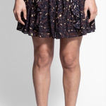 Ulla Johnson  Zea Skirt in Jet Floral Vine Metallic Mini Skirt‎ Ruffle Size 2 Photo 0