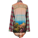 Aratta Silent Journey Plaid & Scenic Button Down Shirt M Red Blue Size M Photo 1