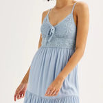 Almost Famous 🏷️💙 NWT  Sleeveless Molded Cup Crochet Bodice Dress Size XXL Photo 0