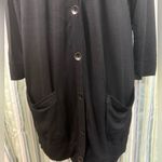 American Eagle AEO  Soft Sexy T Long Button Front Cover Up Sweater - Type Blk LG Photo 1