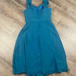 Prom Bridesmaids Dress Women L Blue Twist Sweetheart Fit Flare Lined Sleeveless Size L Photo 3