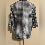 EUC Chelsea & Theodore Blue White Checked Embroidered Floral Babydoll top size 8 Photo 5
