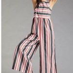 Anthropologie [] Maeve Red Blue Striped Wide Leg Sleeveless Jumpsuit Cotton Sz XL Photo 0