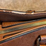 Mathew & Julian Brown Handbag. Outside and Inside Zip Pockets. 2 Flaws as shown Photo 7