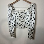 Reformation Reign satin long sleeve cropped blouse in ink blot NEW 0 Photo 5
