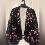 Torrid Womens Plus 2X Black Floral Knit Crepe Drape Blazer Open Jacket Size 14 Photo 3