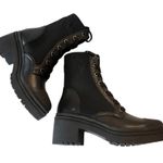 Michael Kors NEW  Brea COMBAT BOOTS Womens 9.5 Black Stretch Knit Leather Lace Up Photo 1