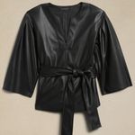 Banana Republic Bordeaux vegan leather top. Pull on. Self tie belt. Size S. NWT. Photo 3