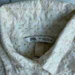 ZARA  Cream Eyelet Oversized Button Down Shirt S Photo 2