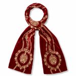NWT The Met Tudor Rose Velvet Scarf Red Photo 5