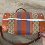 Gucci Purse Monogram Vintage Web Small Boston Orange Blue Shoulder Bag Rare Photo 8