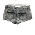 No Boundaries Y2K  Women's Denim Shorts Embroidered Acid‎ Wash Raw Hem 9 Photo 1