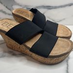 Beach by Matisse Women's Black Strap Cork Wedge Bare All Sandals Sz 8 Photo 0