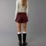 American Eagle High Rise Faux Suede Burgundy Wrap Skort Photo 4