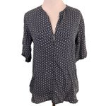 Theory Antazie Silk Keyhole Top Tile Geo Geometric Design Silk Blouse Size P Photo 1