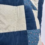 Quilted Patchwork Tote Bag Blue Floral Corduroy Shoulder Bag Cottage Boho Photo 3