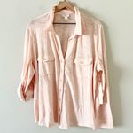Caslon NWT  Nordstrom Roll Tab Knit Button Down in Peach - Size XXL Photo 1
