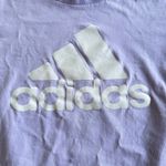 Adidas  Women’s Medium Lavender Mid Crop Tee Cotton Crewneck Logo Photo 7