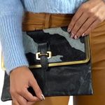 Top shop leather animal print clutch/ purse/bag. Photo 2