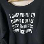 None Custom Graphic Off Shoulder Sweatshirt (black) - small Photo 2