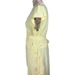 Athleta Newport Wrap Dress Yellow Pinstripe Short Sleeve Belted Midi Athletic L Photo 5