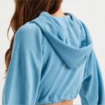 Champion Vintage Cinch Oversized Cropped Hoodie Sweatshirt Light Blue Size Large Photo 4