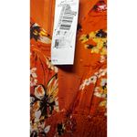 Ny Collection Orange Floral Print Midi Chiffon Dress Smocked Waist Long Sleeve L Photo 3