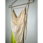 SAN SLOANE White Lime Green Satin Slip Style Cowl Neck Dress Size Small Photo 7
