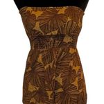 Old Navy - Brown Leaf Print Strapless Top large print palm leaf pull on romper Photo 0