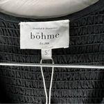 Bohme  Black Tencel Smocked Tiered Long Sleeve V-Neck MIDI Dress Photo 4